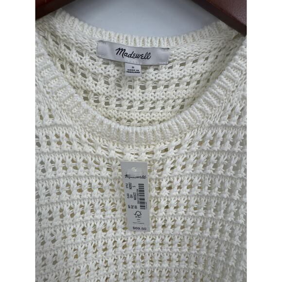 Madewell Bright Ivory Crochet Knit Crewneck Sweater Tank Summer Top Size S NWT - Picture 5 of 8